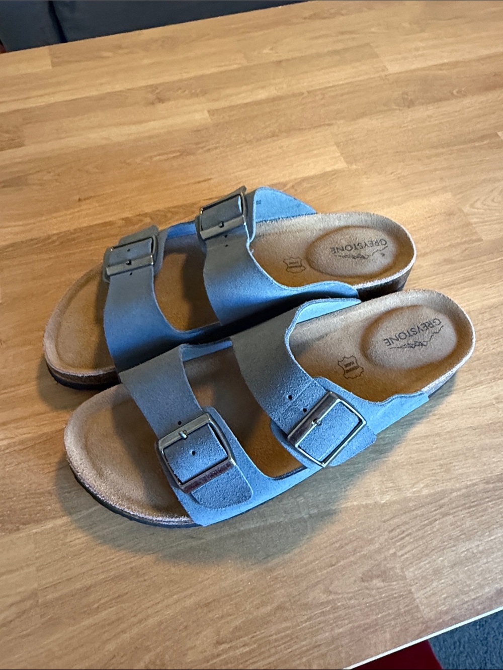 Men’s Blue Double-Buckle Slide Sandals size 10